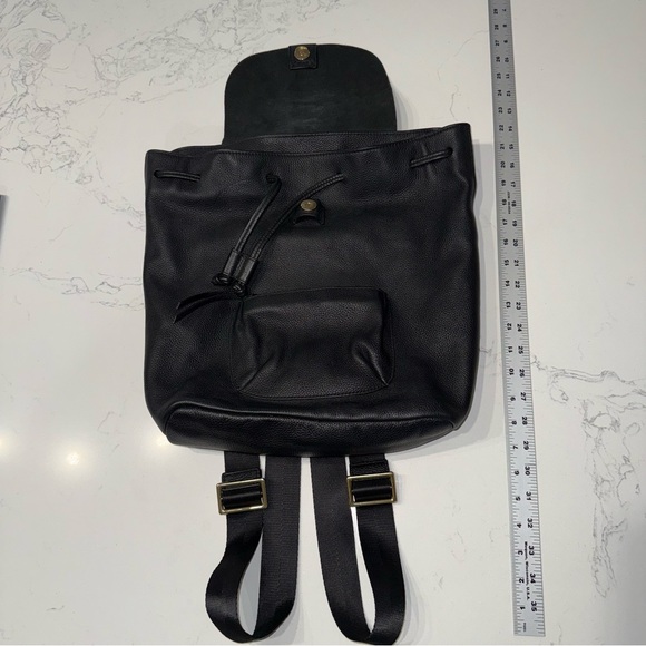 Elizabeth and James Black Leather Slouchy Drawstring Backpack main image 14